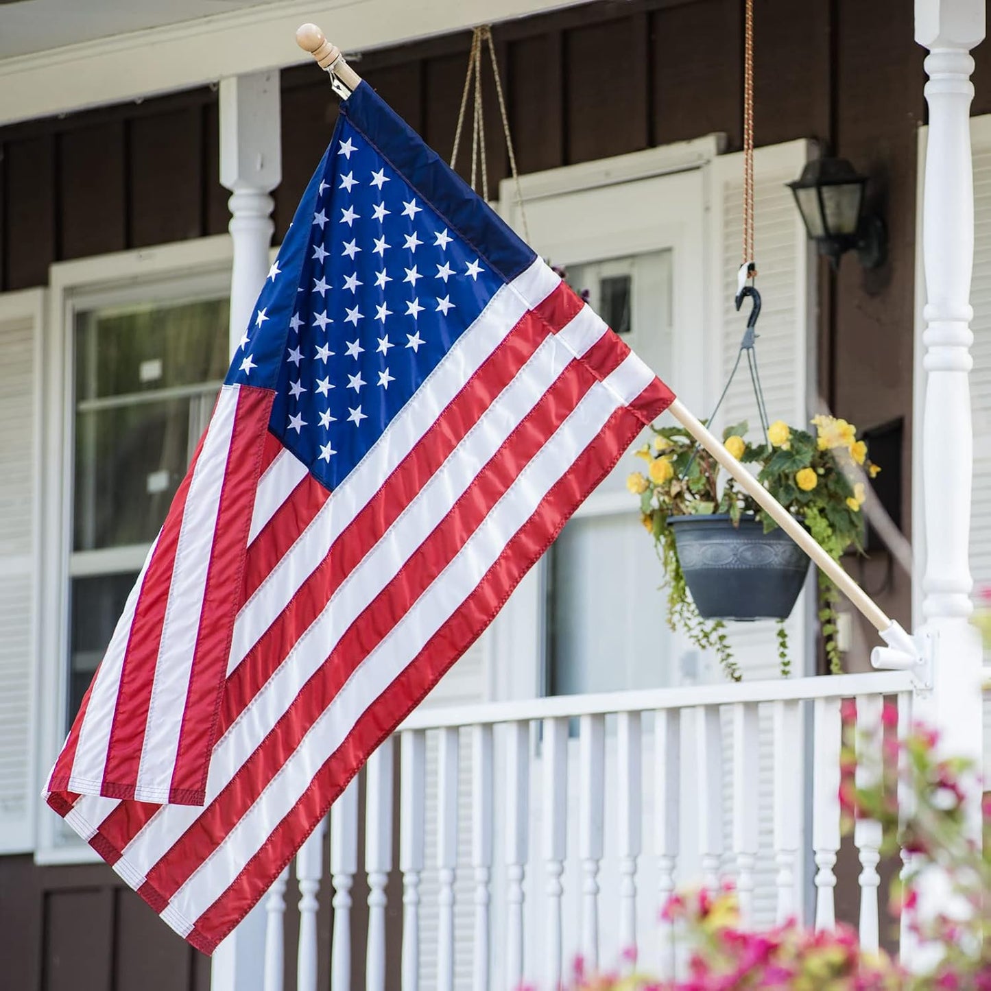 American Flag Pole Sleeve Banner - 2.5x4 Ft USA Flag with Embroidered Stars and Sewn Stripes, Heavy Duty and Durable (Flag Pole Not Included)