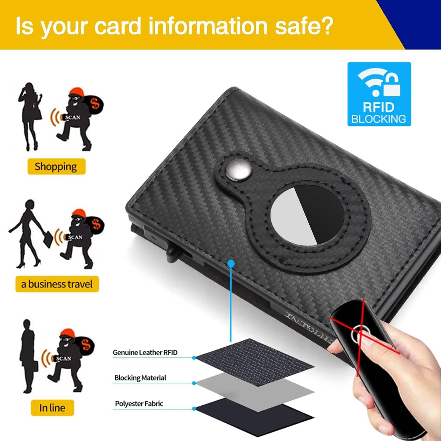 CHJGLNL Slim Wallet with Apple AirTag Integration - Smart Wallet for Enhanced Tracking