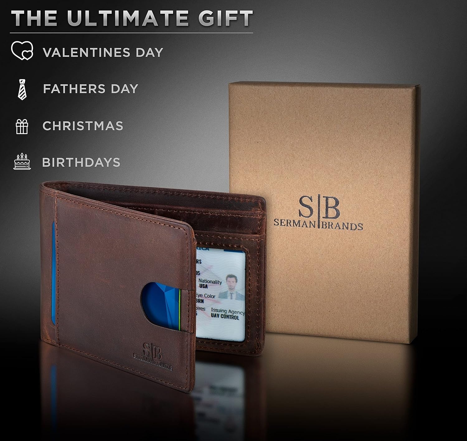RFID-Blocking Slim Bifold Genuine Leather Minimalist Front Pocket Wallet for Men - Ideal Billfold Gift