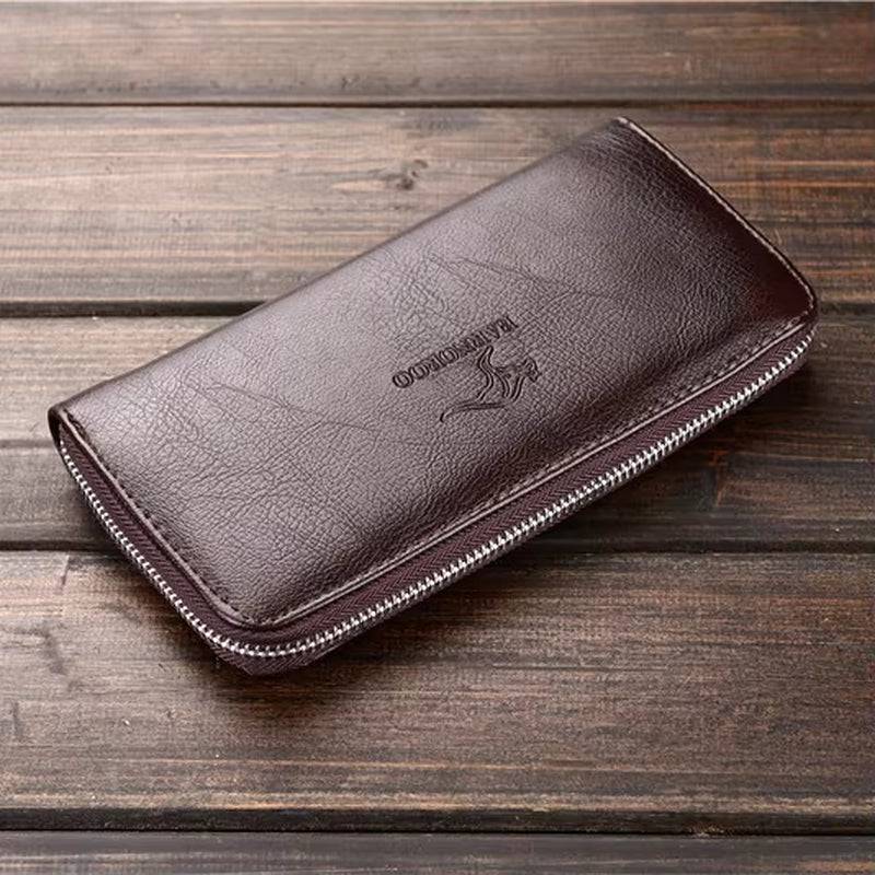 Men's Luxury Short Frosted Leather Wallet - Retro Vertical Zipper Design, Multi-Card Holder, 2024 Edition