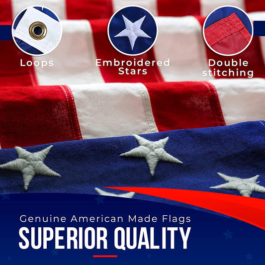American Flags for outside 5X8 -American Flag 5X8 Made in USA -Heavy Duty Flags Outdoor with Embroidered Stars and Sewn Stripes 5X8 US Flag for High Wind- All Weather Flags
