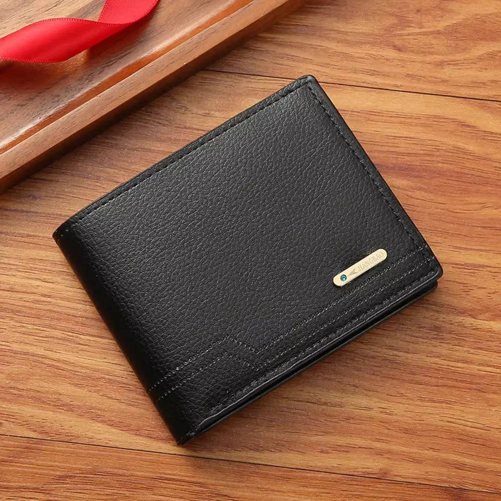 Men's Leather Business Wallet - Short Horizontal Design for Credit and ID Cards