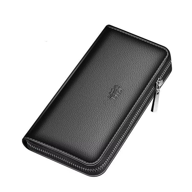 Men's Luxury Short Frosted Leather Wallet - Retro Vertical Zipper Design, Multi-Card Holder, 2024 Edition