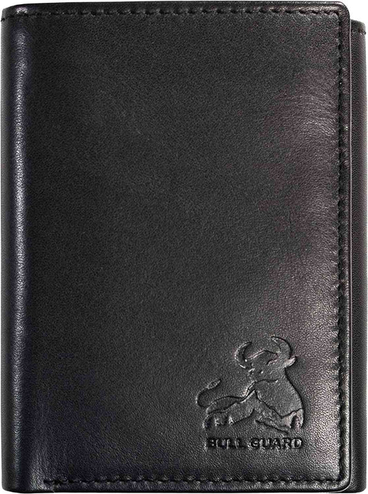 Authentic Nappa Leather Men's Trifold Wallet with RFID Protection and ID Window