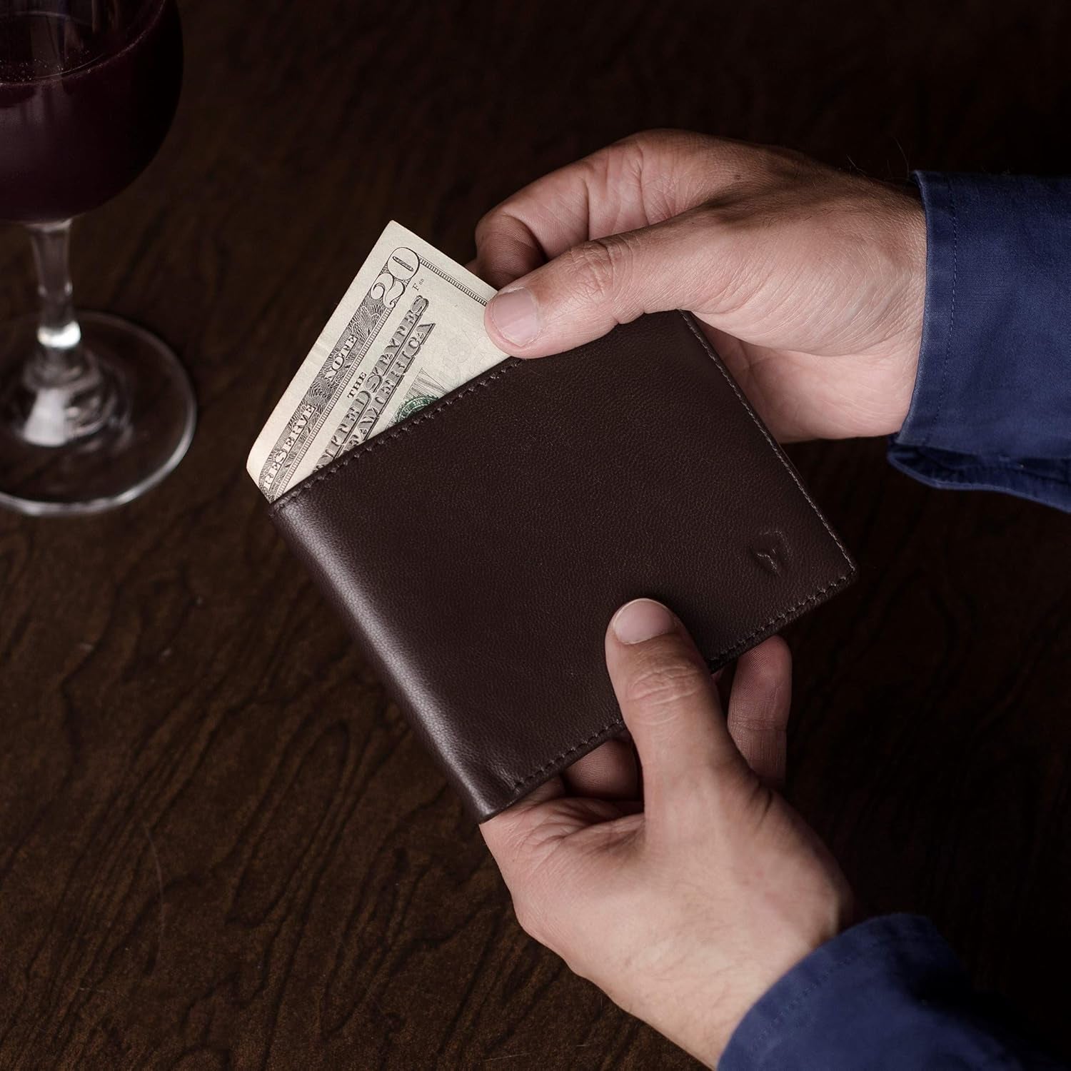 Men's Executive RFID Wallet - Full Grain Leather, Bifold Top Flip with Dual ID Windows and Extra Capacity for Travel