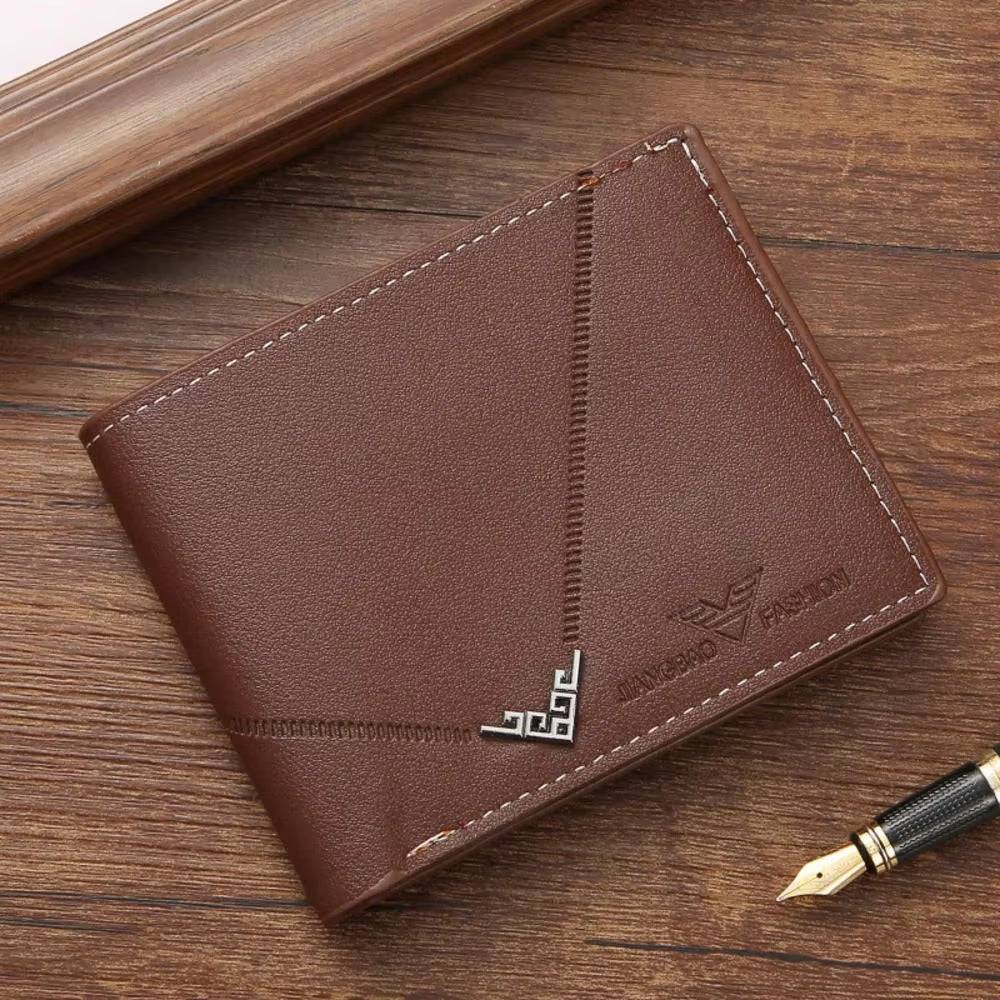 Men's Leather Business Wallet - Short Horizontal Design for Credit and ID Cards