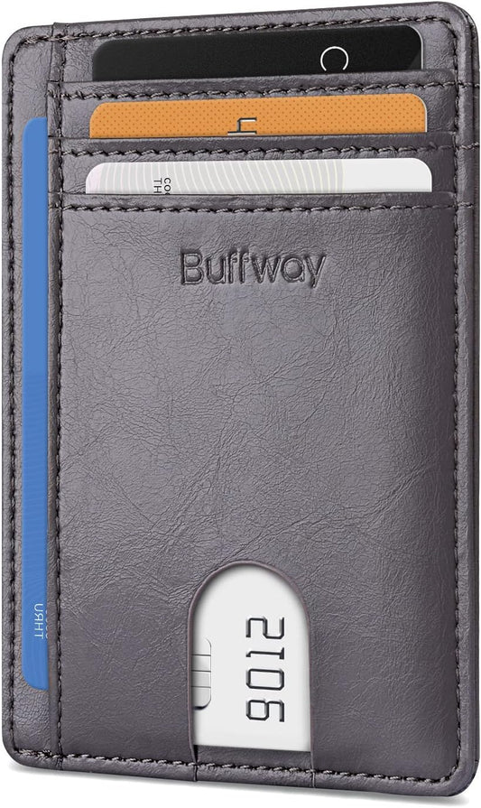 Slim Minimalist RFID-Blocking Leather Wallet for Men and Women