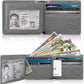 Men's RFID Wallet with ID Window, Full Grain Leather, Bifold Side Flip Design, Executive Extra Capacity Travel Wallet in Slate Gray Distressed Leather