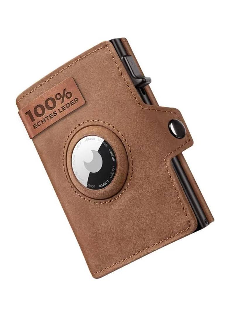 Men's RFID Leather Wallet with Coin Pocket, Airtag Compatibility, and Anti-Theft Card Holder