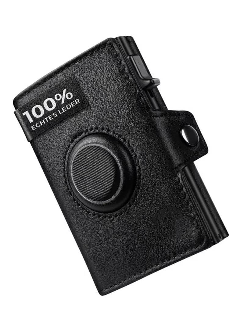 Men's RFID Leather Wallet with Coin Pocket, Airtag Compatibility, and Anti-Theft Card Holder