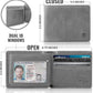 Men's RFID Wallet with ID Window, Full Grain Leather, Bifold Side Flip Design, Executive Extra Capacity Travel Wallet in Slate Gray Distressed Leather