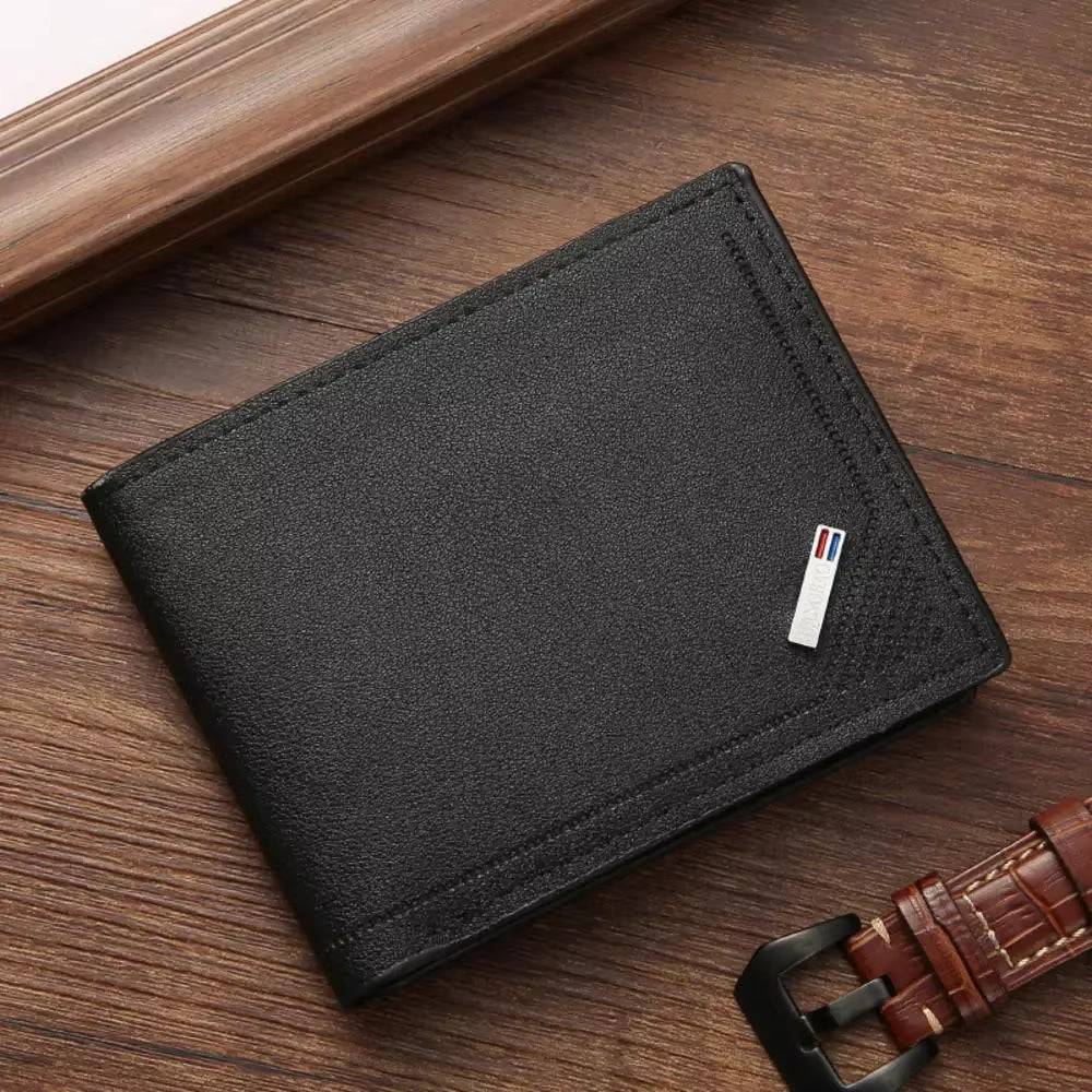 Men's Leather Business Wallet - Short Horizontal Design for Credit and ID Cards