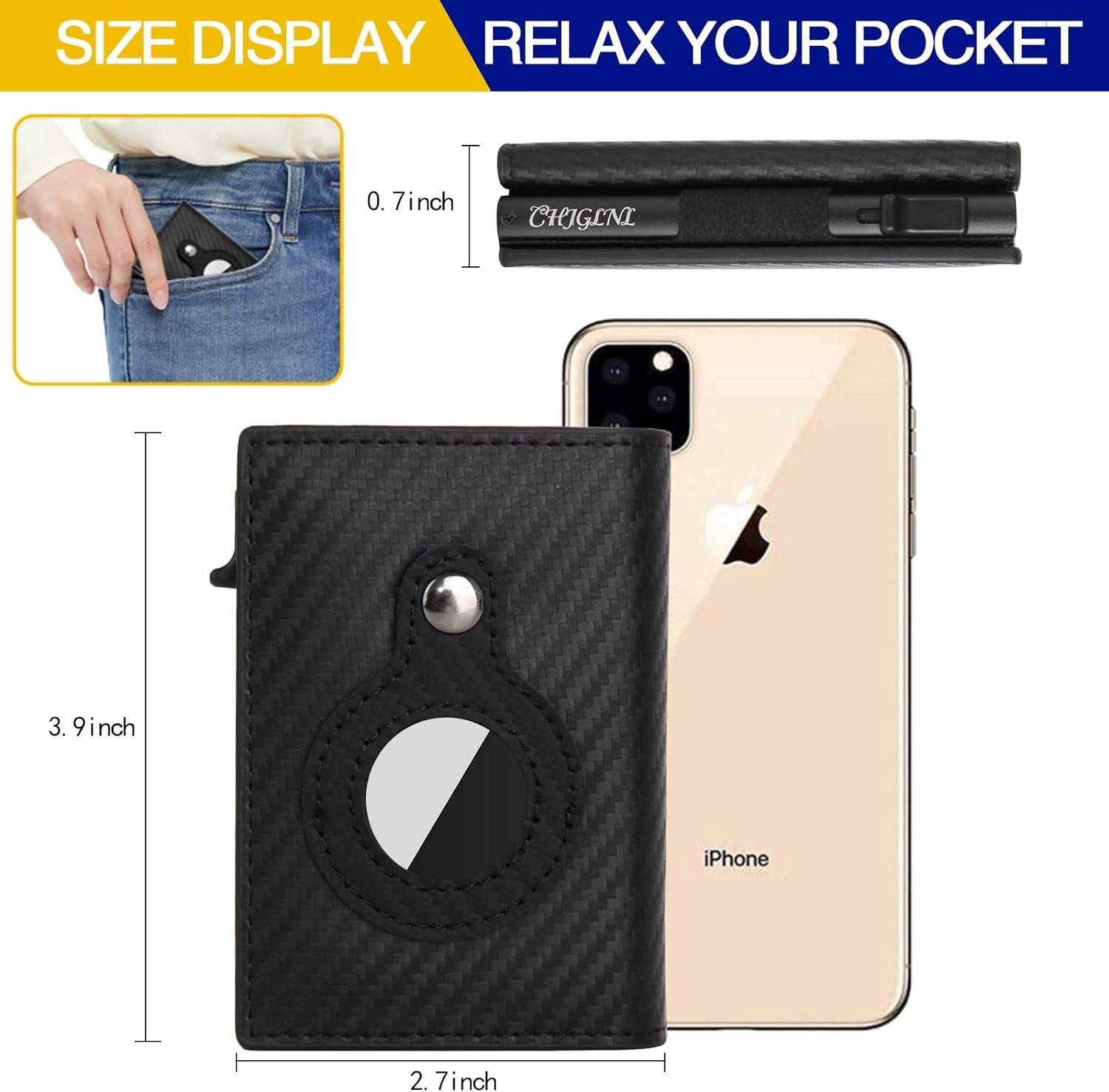 CHJGLNL Slim Wallet with Apple AirTag Integration - Smart Wallet for Enhanced Tracking