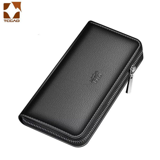 Men's Luxury Short Frosted Leather Wallet - Retro Vertical Zipper Design, Multi-Card Holder, 2024 Edition