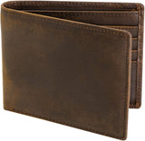 Men's Top Grain Leather Wallet | RFID Blocking | Bifold Design with Extra Capacity and 2 ID Windows | Durable Stitching | Slim Billfold with 8 Card Slots | Ideal Gift for Him