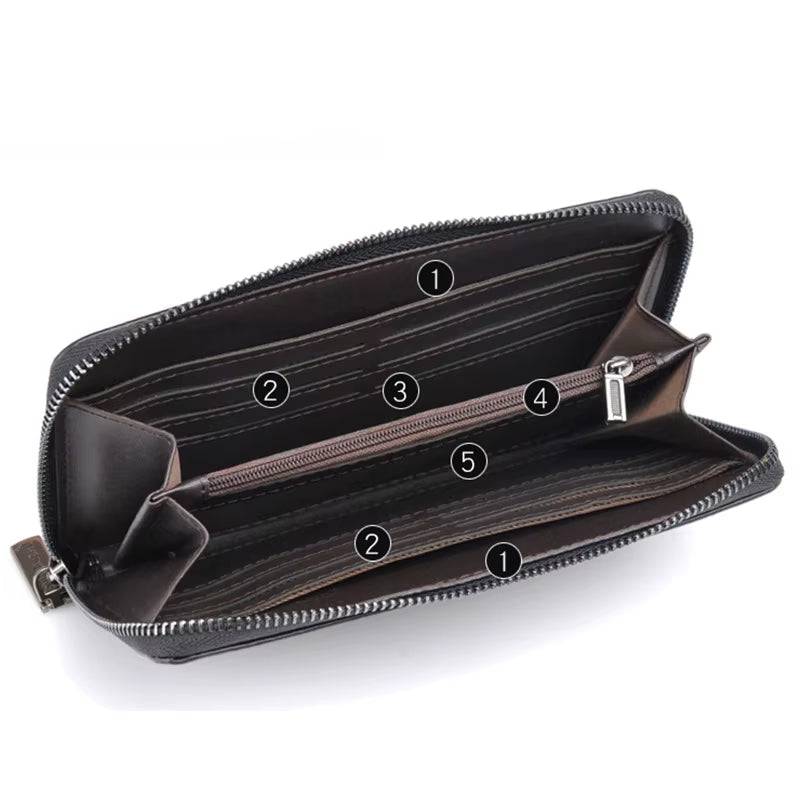 Men's Luxury Short Frosted Leather Wallet - Retro Vertical Zipper Design, Multi-Card Holder, 2024 Edition