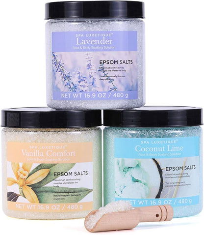 Epsom Salt Bath Soaking Set - 3.17 lbs Gift Set for Women, Ideal for Mother's Day and Christmas