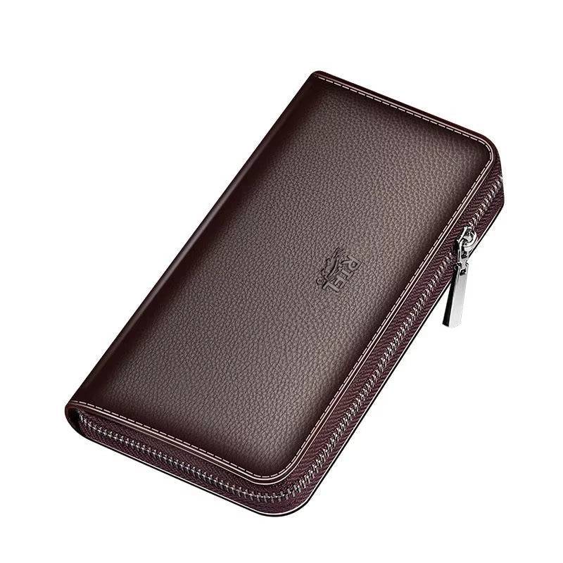 Men's Luxury Short Frosted Leather Wallet - Retro Vertical Zipper Design, Multi-Card Holder, 2024 Edition
