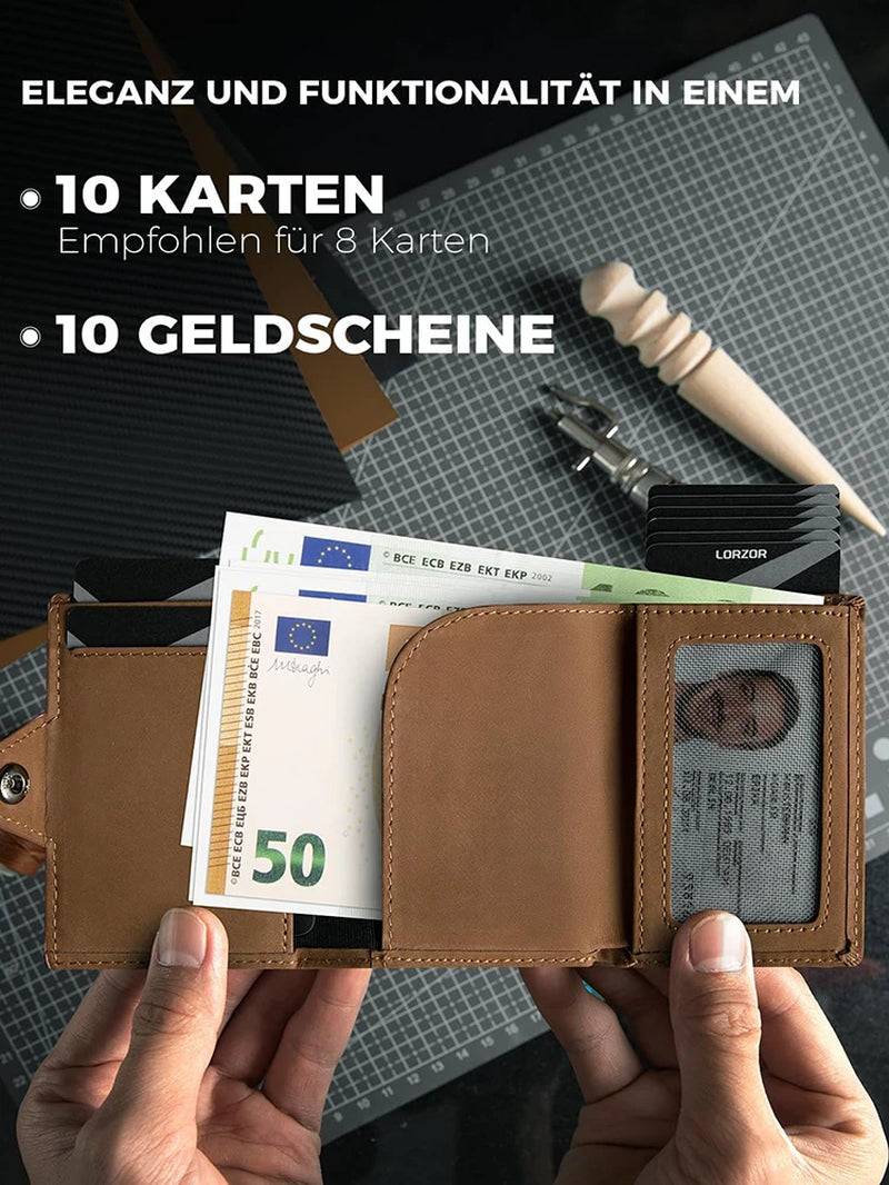 Men's RFID Leather Wallet with Coin Pocket, Airtag Compatibility, and Anti-Theft Card Holder