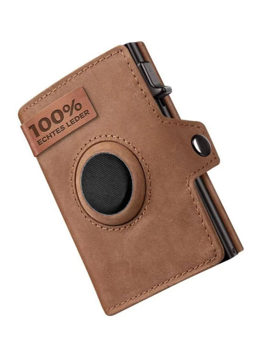 Men's RFID Leather Wallet with Coin Pocket, Airtag Compatibility, and Anti-Theft Card Holder