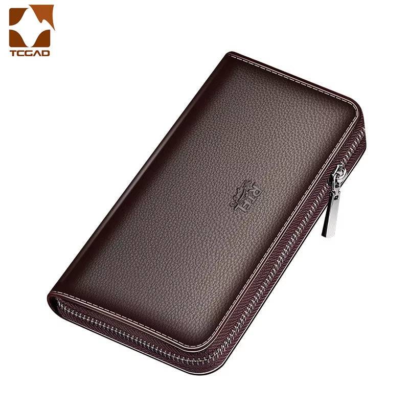 Men's Luxury Short Frosted Leather Wallet - Retro Vertical Zipper Design, Multi-Card Holder, 2024 Edition