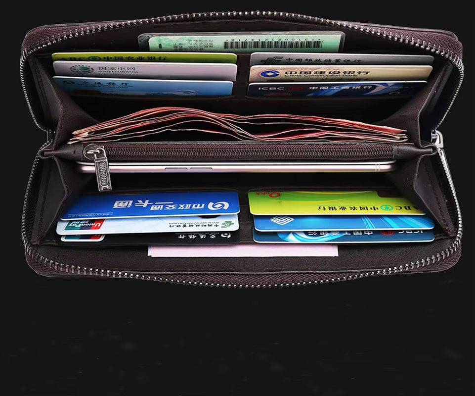 Men's Luxury Short Frosted Leather Wallet - Retro Vertical Zipper Design, Multi-Card Holder, 2024 Edition