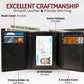 Authentic Nappa Leather Men's Trifold Wallet with RFID Protection and ID Window