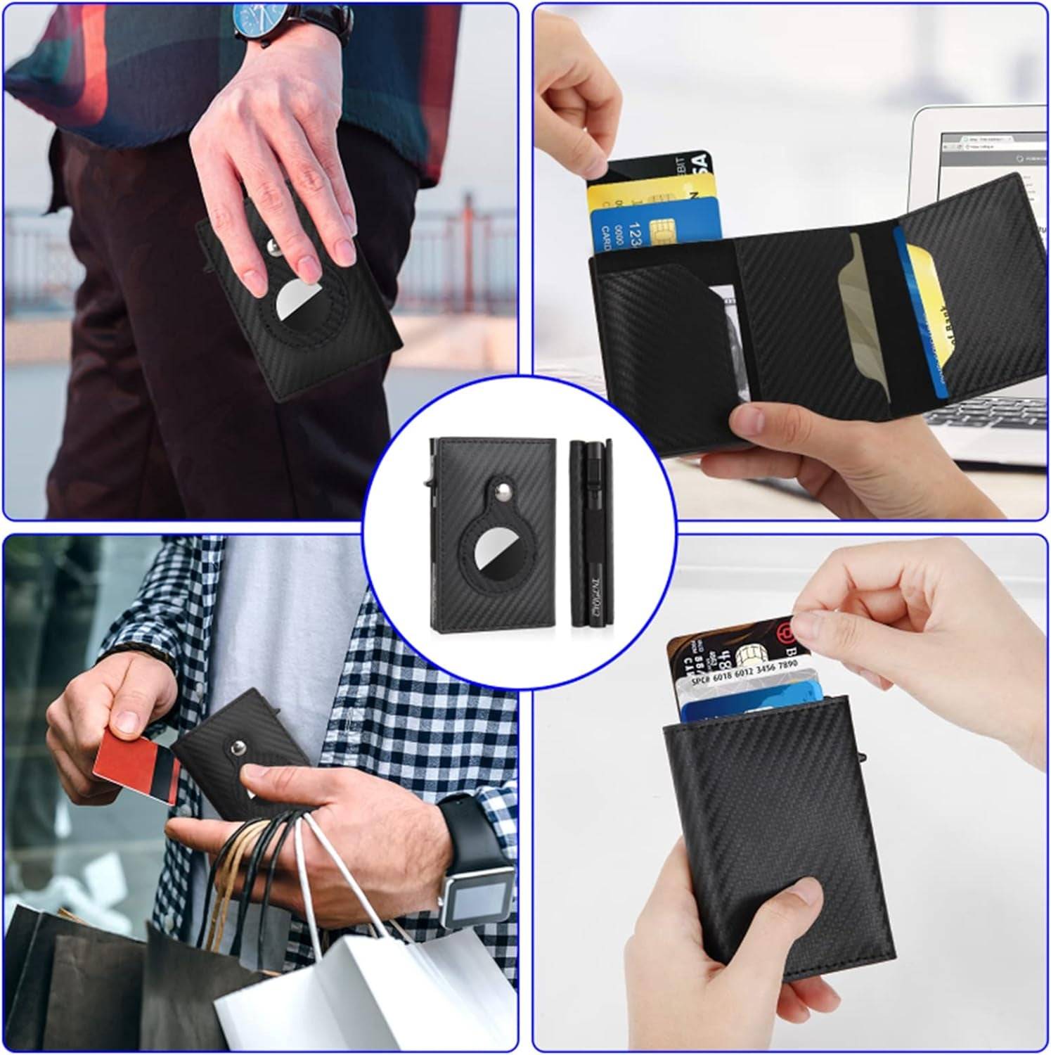 CHJGLNL Slim Wallet with Apple AirTag Integration - Smart Wallet for Enhanced Tracking