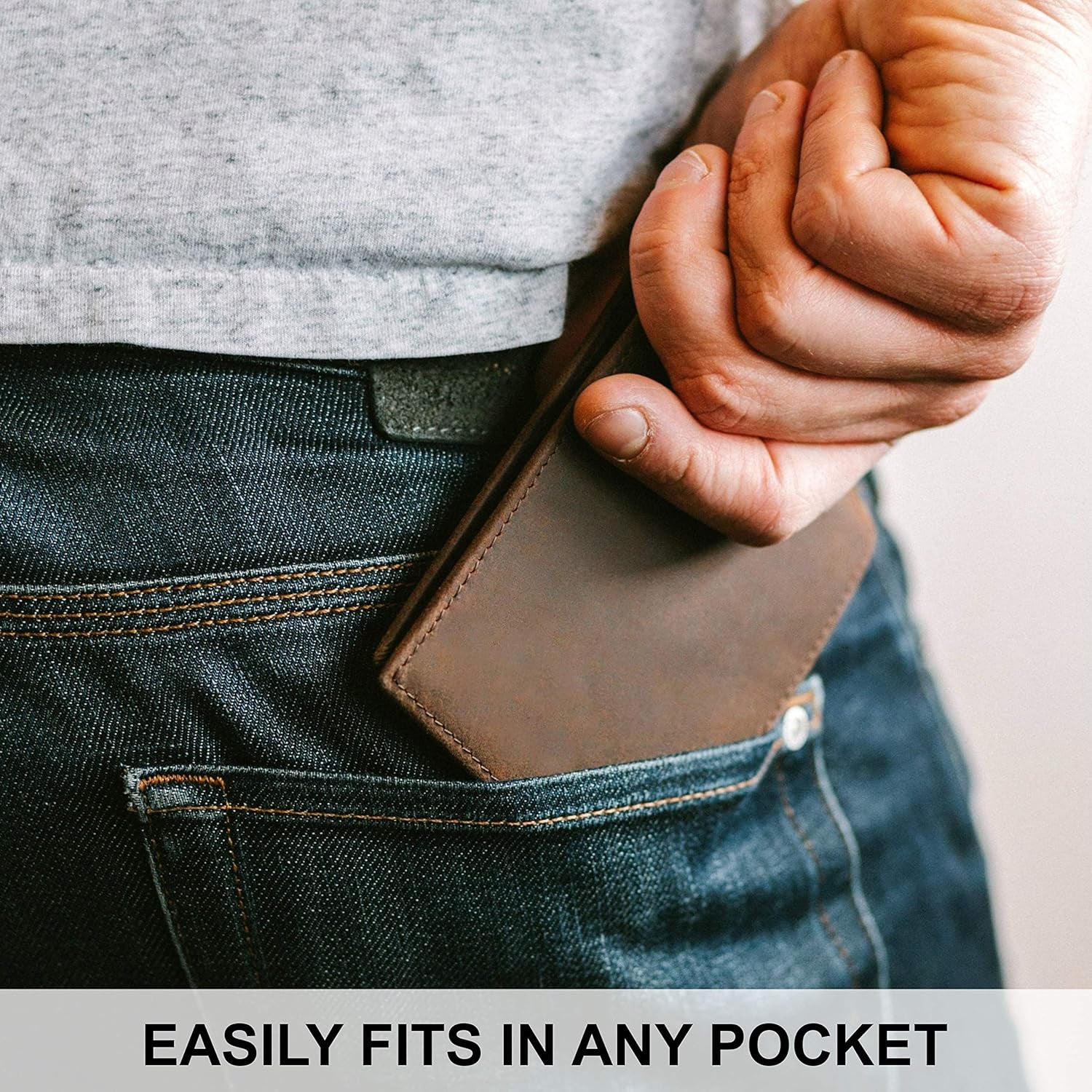 Men's Top Grain Leather Wallet | RFID Blocking | Bifold Design with Extra Capacity and 2 ID Windows | Durable Stitching | Slim Billfold with 8 Card Slots | Ideal Gift for Him