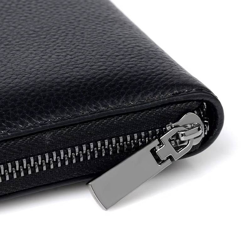 Men's Luxury Short Frosted Leather Wallet - Retro Vertical Zipper Design, Multi-Card Holder, 2024 Edition