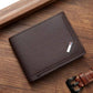 Men's Leather Business Wallet - Short Horizontal Design for Credit and ID Cards