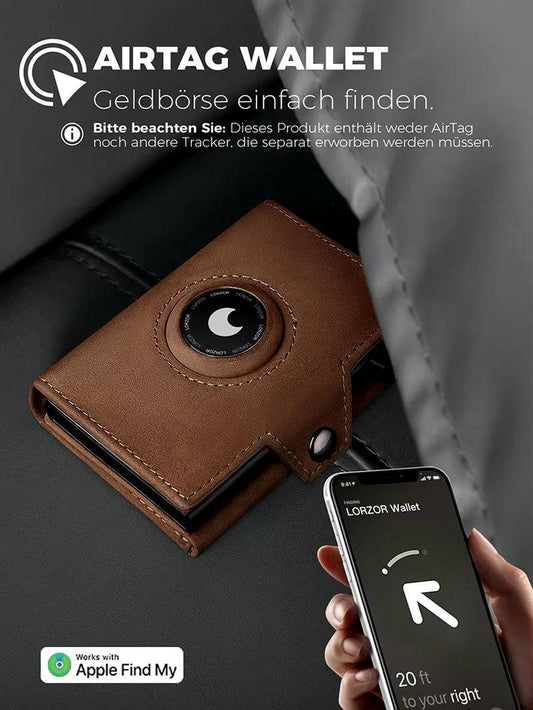Men's RFID Leather Wallet with Coin Pocket, Airtag Compatibility, and Anti-Theft Card Holder