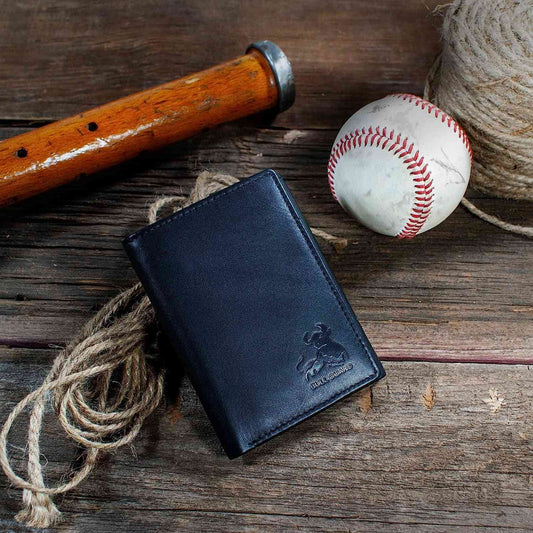 Authentic Nappa Leather Men's Trifold Wallet with RFID Protection and ID Window