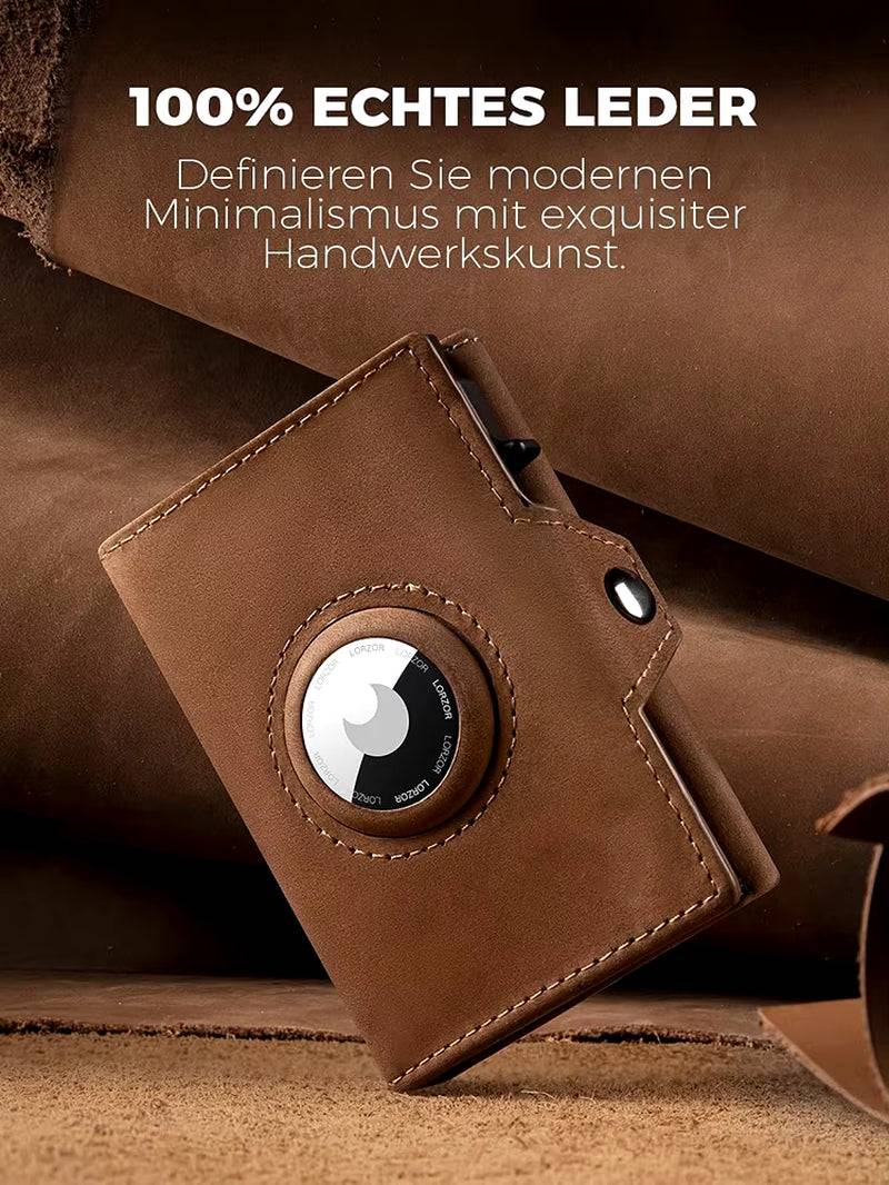 Men's RFID Leather Wallet with Coin Pocket, Airtag Compatibility, and Anti-Theft Card Holder